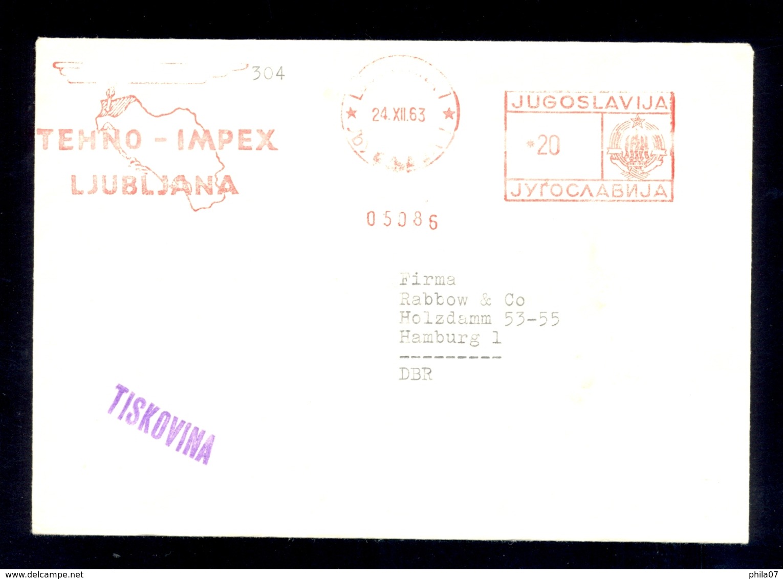 Slovenia, Yugoslavia - 5 envelopes all with machine cancels of various firms from Maribor and Ljubljana.