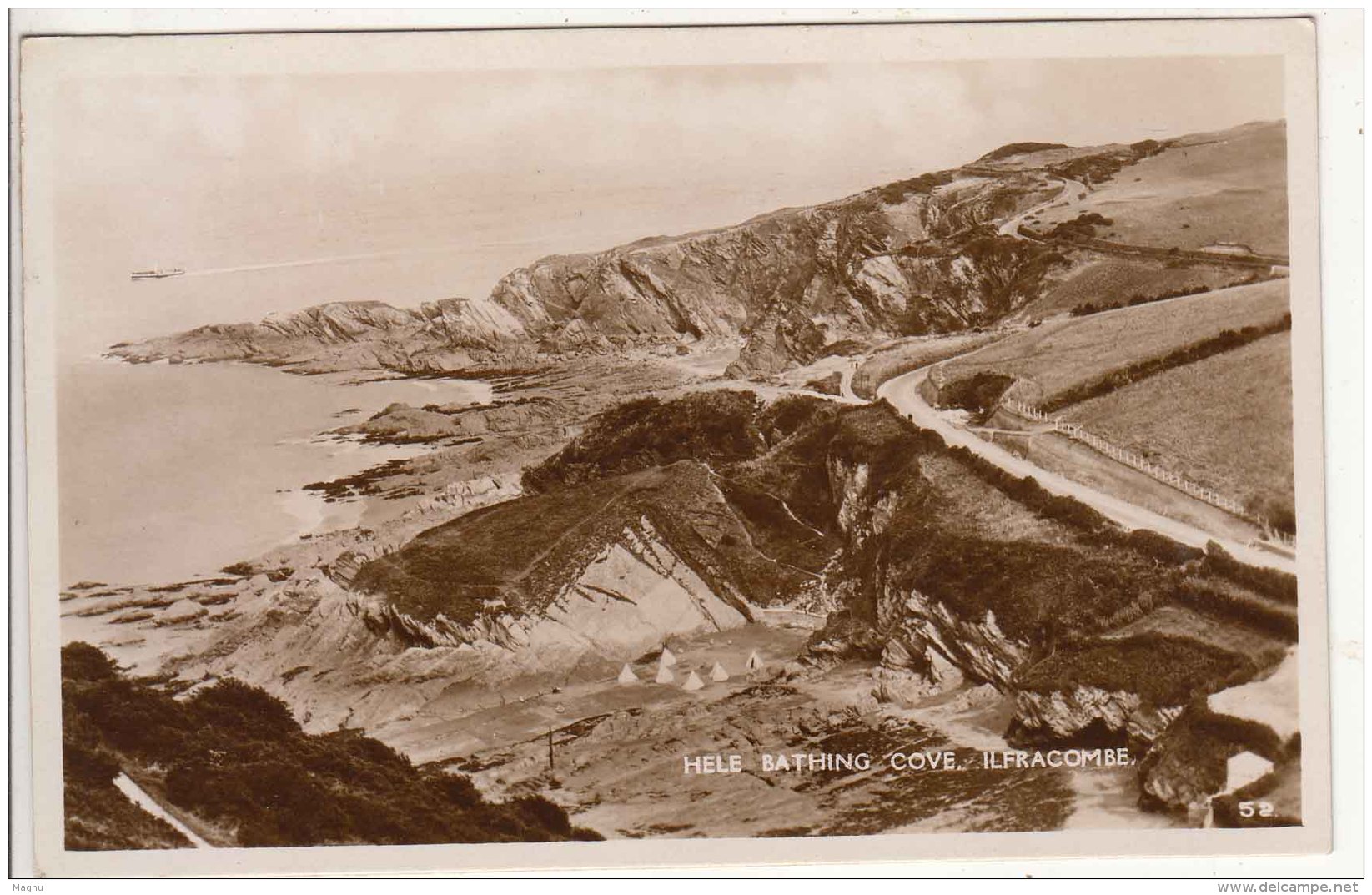 Hele Bathing Cove, Ilfracombe, England Postcard, Real Photo, - Ilfracombe