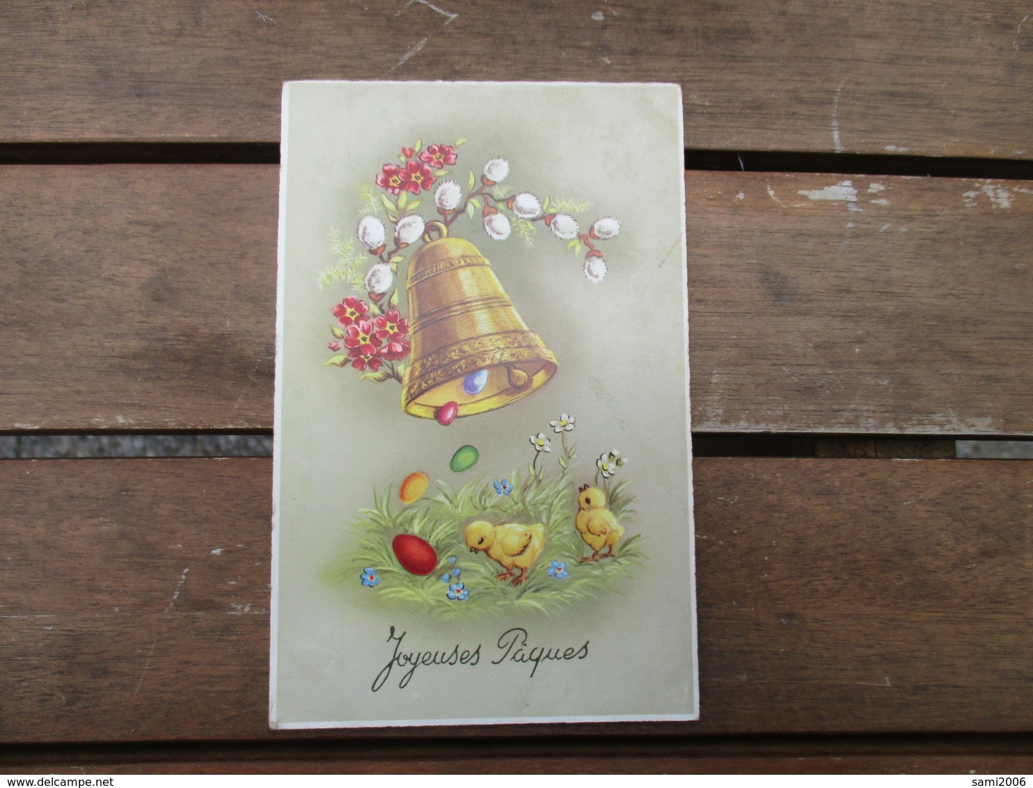 CPA FANTAISIE JOYEUSES PAQUES POUSSINS CLOCHE OEUFS  FLEURS - Pâques