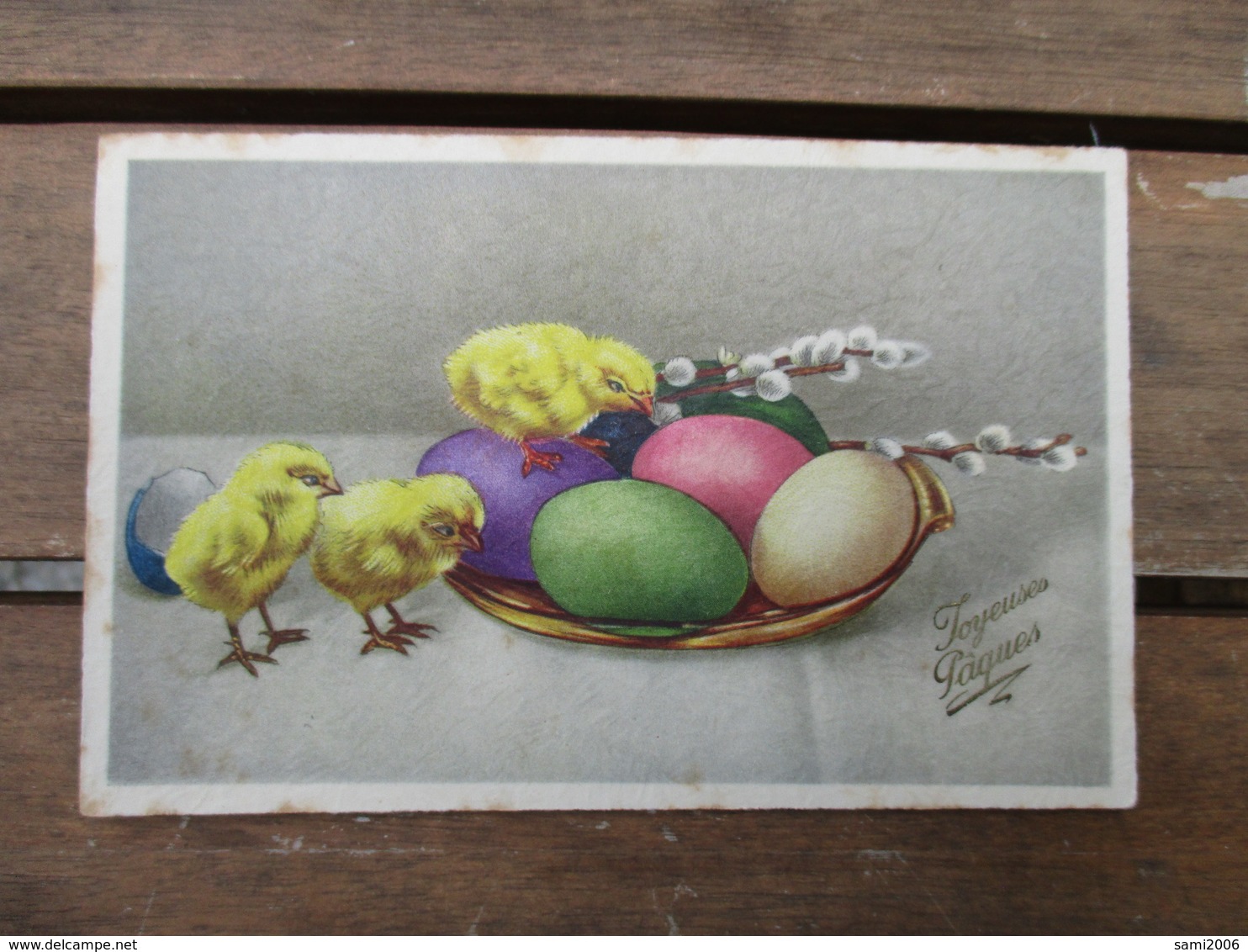 CPA FANTAISIE JOYEUSES PAQUES POUSSINS OEUFS PANIER - Pasqua