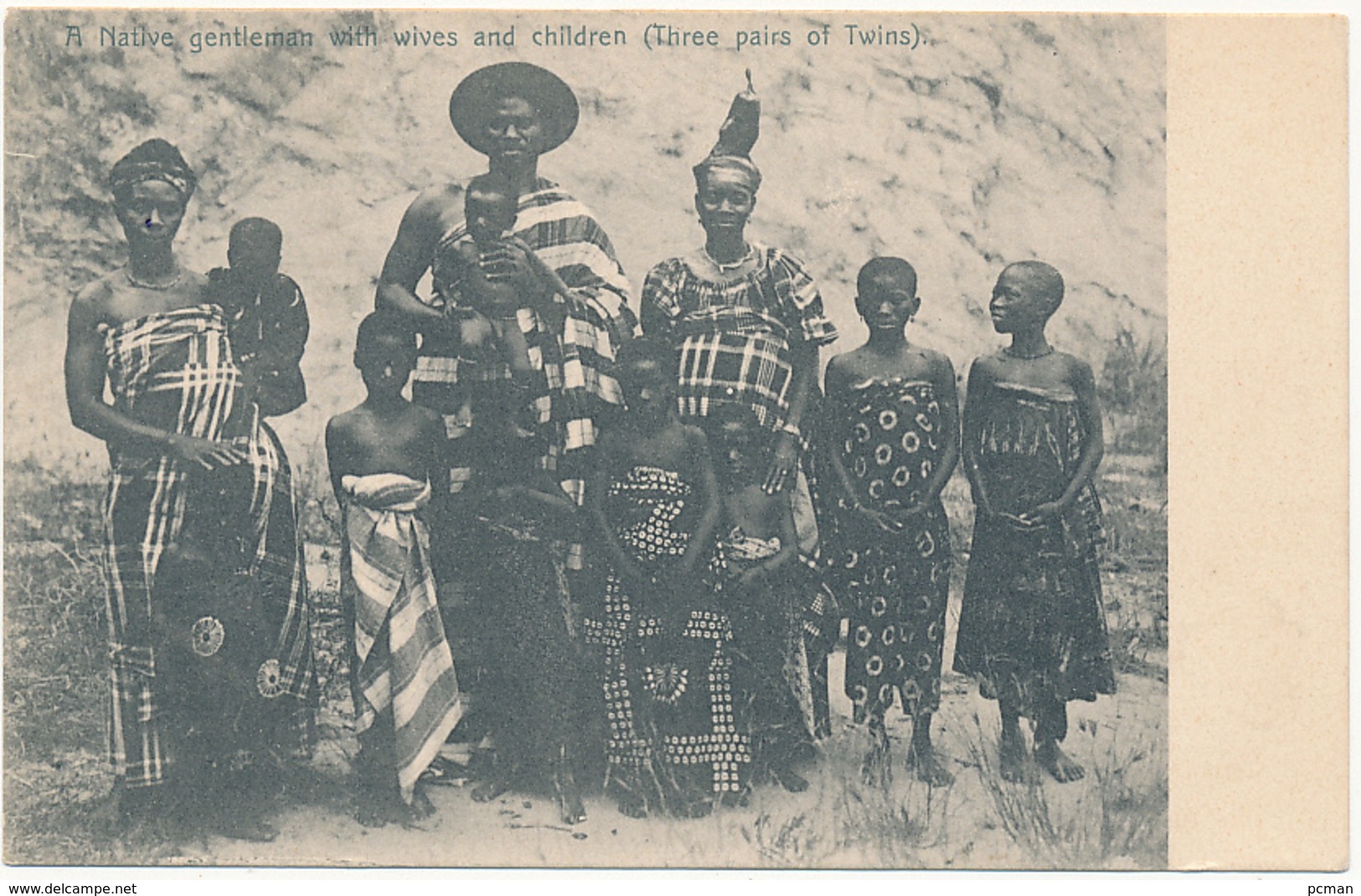 A Native Gentleman With Wives And Children (Three Pairs Of Twins). Family, GHANA - GOLD COAST, By Duverney's - Ghana - Gold Coast