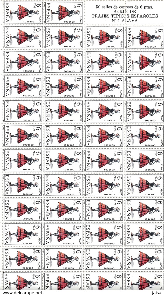 ESPAÑA.TRAJES REGIONALES 53 Valores En Pliegos De 50 Sellos. - Colecciones