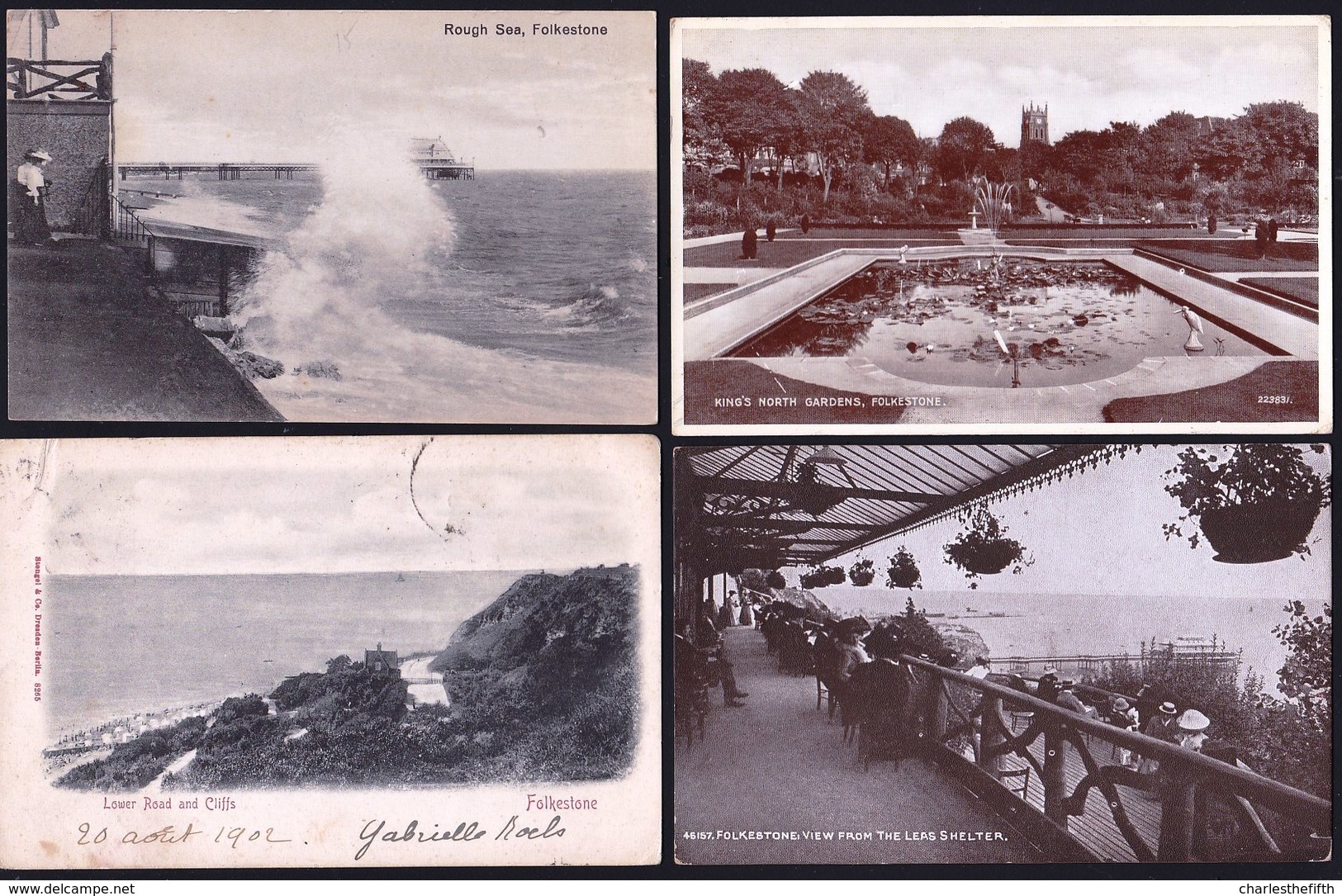 FOLKESTONE 4 OLD CARDS - Good Condition - Folkestone