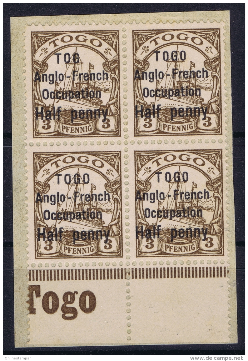 TOGO: Mi  14 II PF F  MH/* Flz/ Charniere Top Left Stamp First Line TOG  Instead Off TOGO  RRR - Goudkust (...-1957)