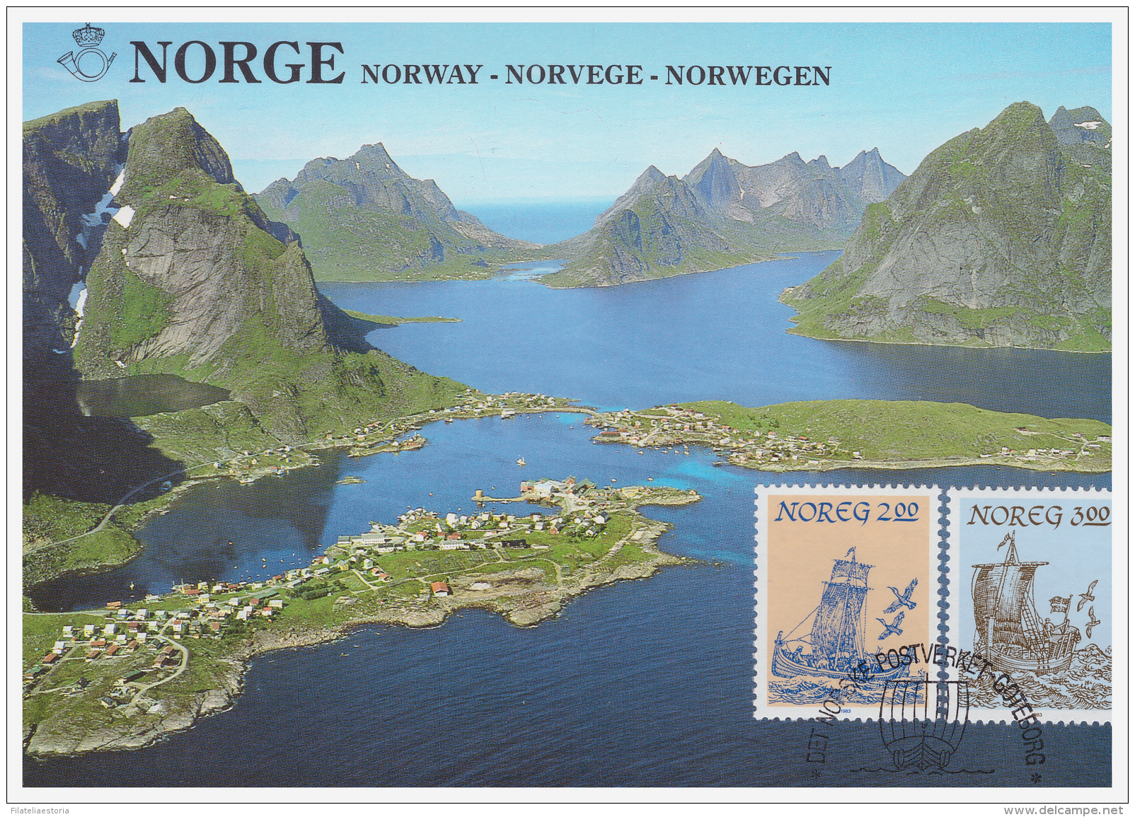 Norvège 1983 - 1 Carte Maximum - Bateaux - Michel Nr. 891-892 Série Complète (max110) - Tarjetas – Máximo