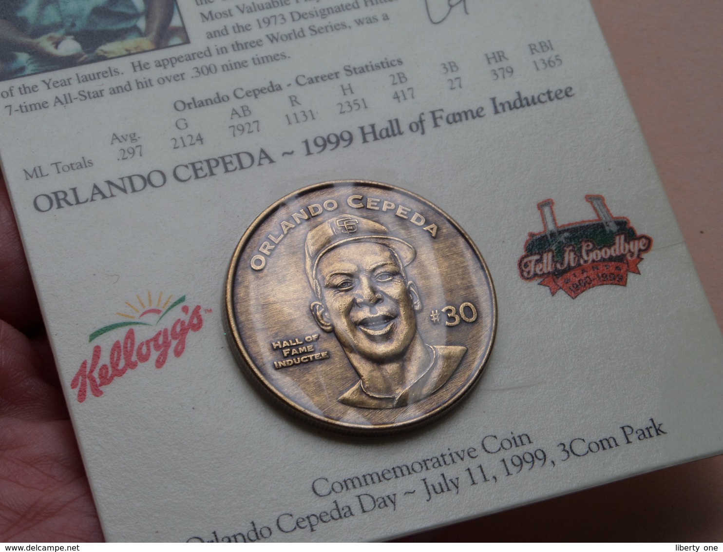 SAN FRANCISCO GIANTS " ORLANDO CEPEDA Hall Of FAME Inductee 1999 ( Kellogg's ) ( See Photo Please ) ! - Other & Unclassified