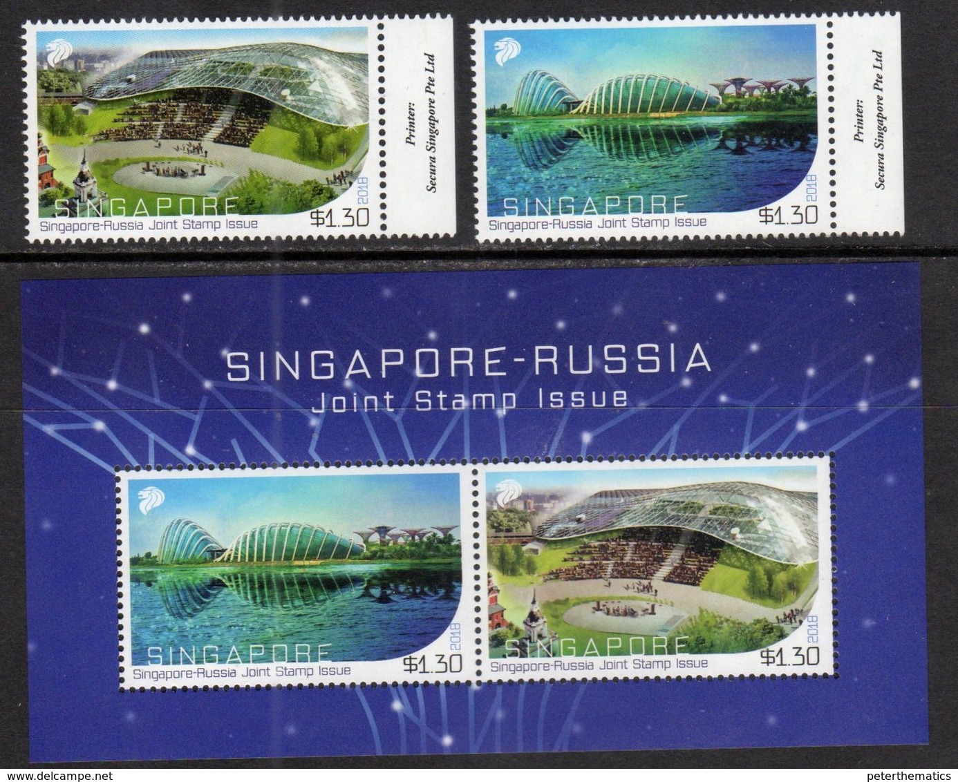 SINGAPORE, 2018, MNH, JOINT ISSUE WITH RUSSIA, STADIUMS, 2v+SHEETLET - Joint Issues