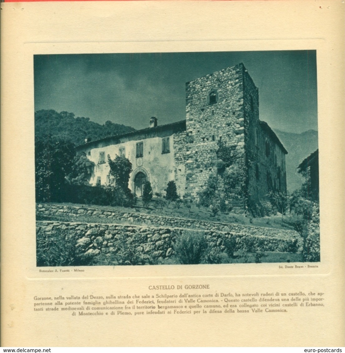 GORZONE - CASTELLO DI GORZONE - IMMAGINE RITAGLIATA DA CALENDARIO DEGLI ANNI 30  - CM  23 X 21 - Altri & Non Classificati