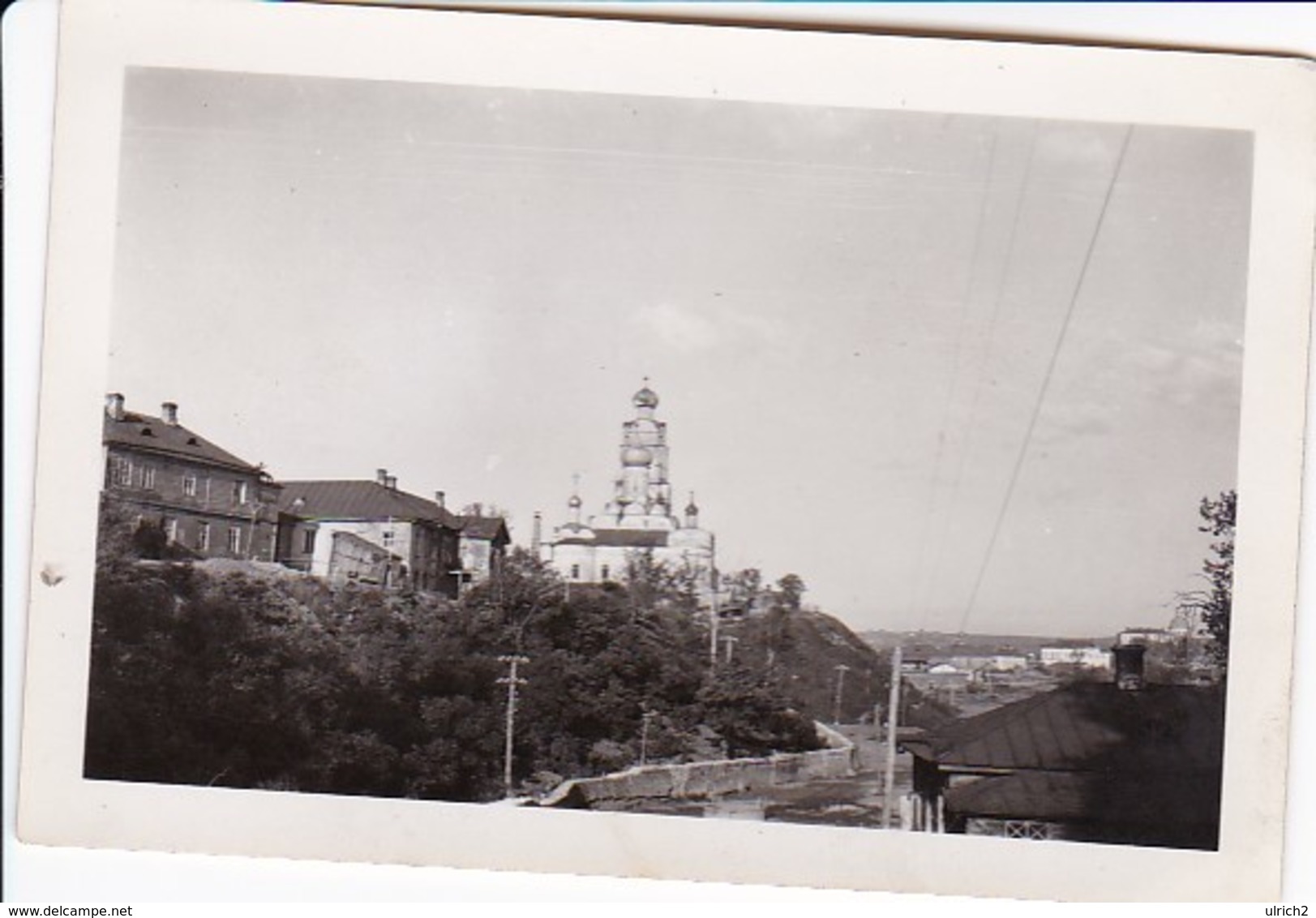 Foto Ort Mit Kirche Mit Zwiebeltürmen - Osteuropa - Ca. 1940 - 8,5*5,5cm (36083) - Orte