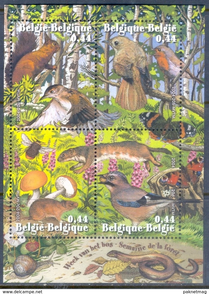 K108- Belgium 2004 Forest Week Sheet. Nature Animals (others & Mixed) Butterflies. Insects. - Butterflies