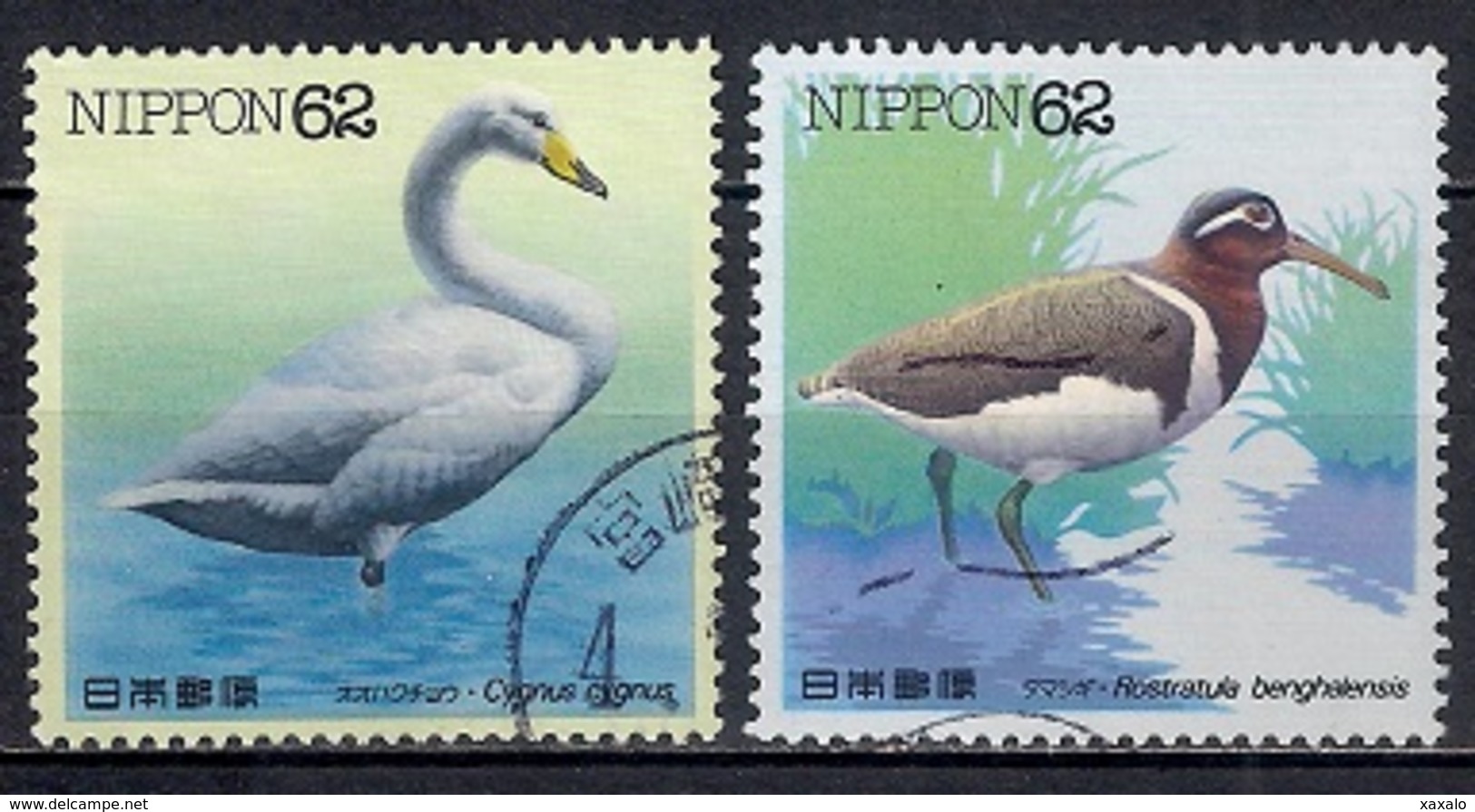 Japan 1992 - Water Birds - Whooper Swan & Greater Painted-snipe - Usados