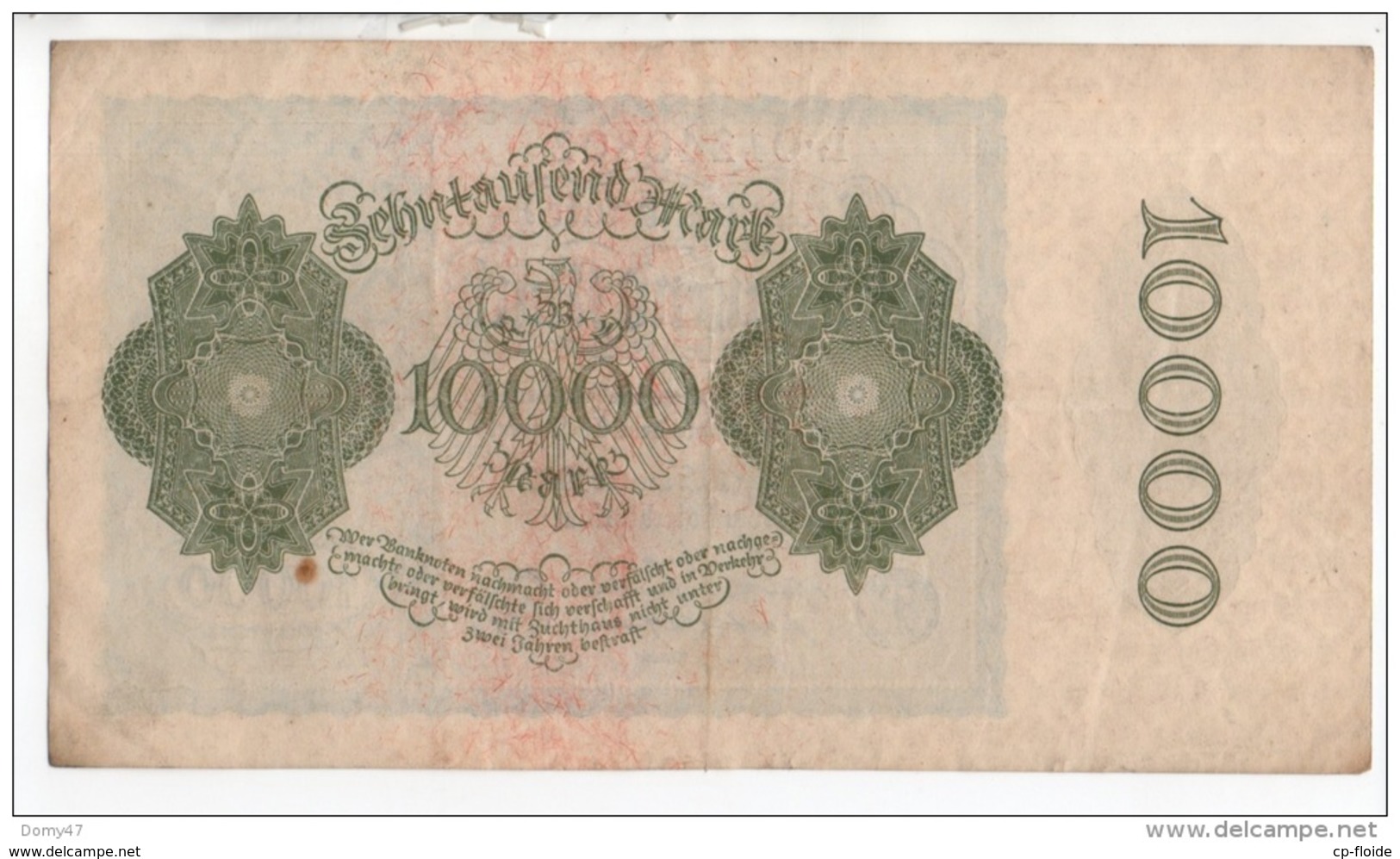 ALLEMAGNE . REICHSBANKNOTE . 10000 MARK . 1922 . N° L. 01240802 - Réf. N°315F - - 10.000 Mark