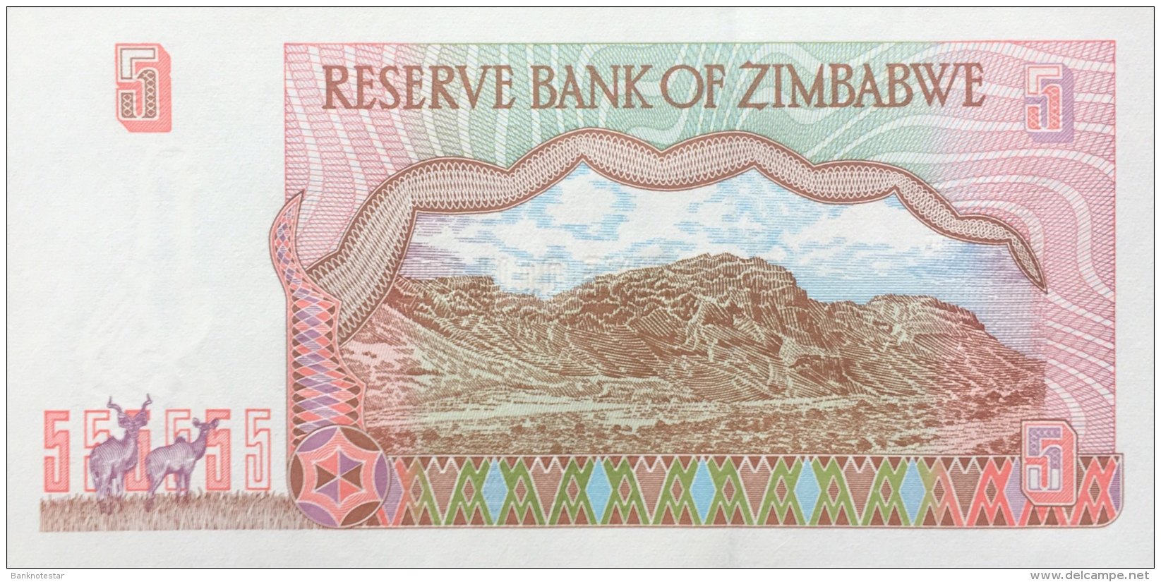 Zimbabwe 5 Dollars, P-5a (1997) - UNC - Zimbabwe