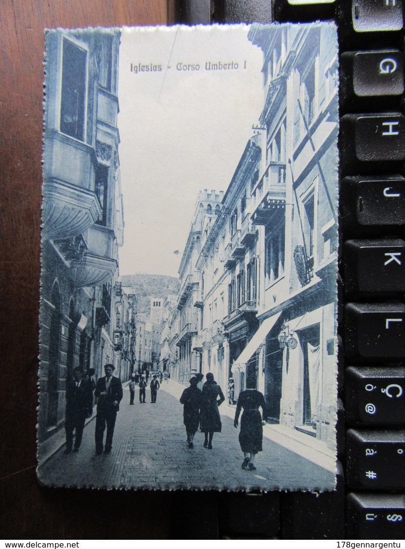 Cartolina "Iglesias - Corso Umberto I" - 1933 - Formato Piccolo - Iglesias