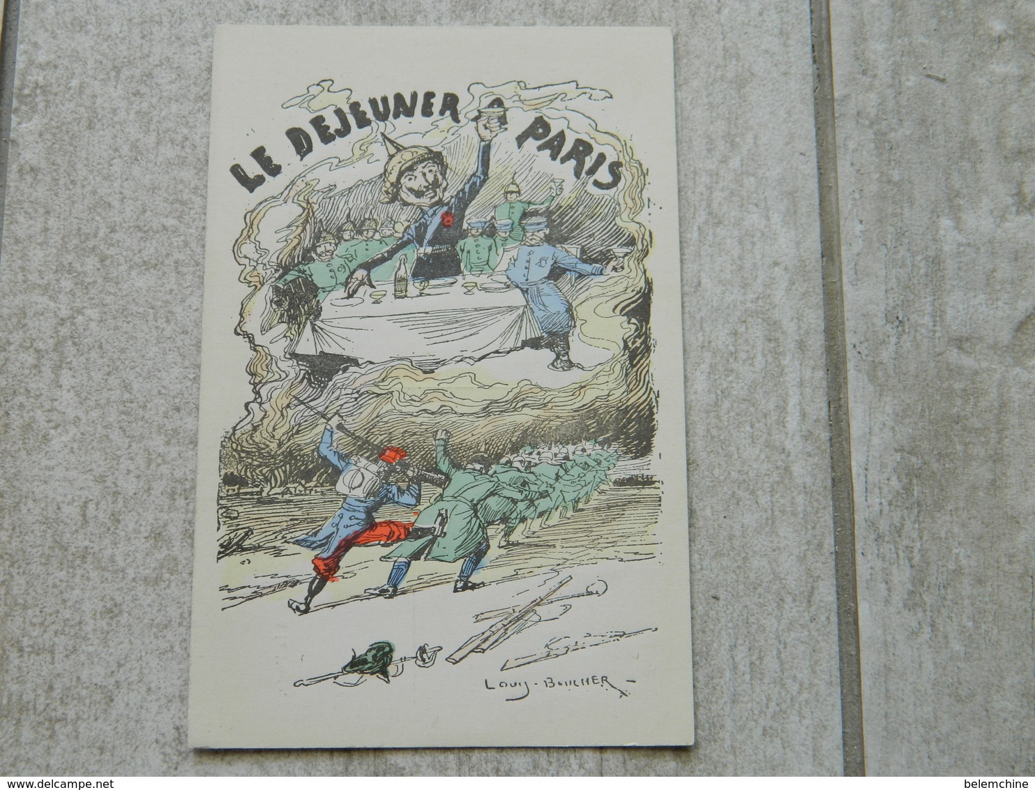 CARICATURE DE GUILLAUME II  " LE DEJEUNER A PARIS " PAR LOUIS BOUCHER - War 1914-18