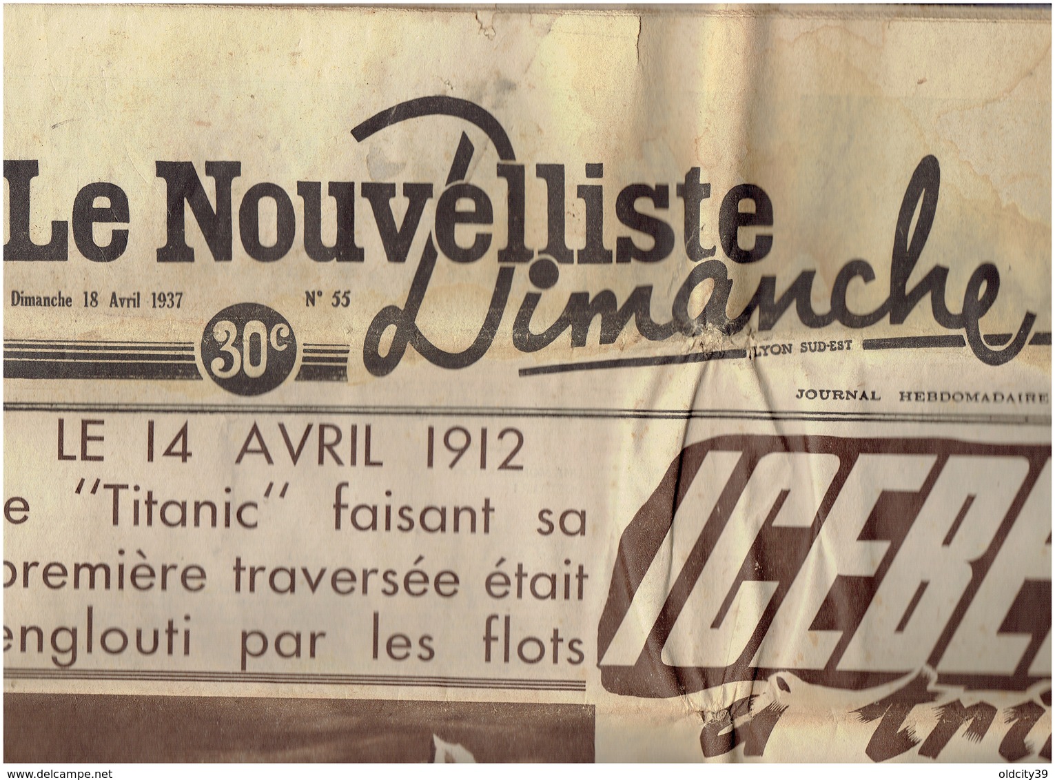 Le Nouvelliste Du Dimanche Du 18 Avril 1937 -anniversaire Du  TITANIC - Menilmontand - Autres & Non Classés