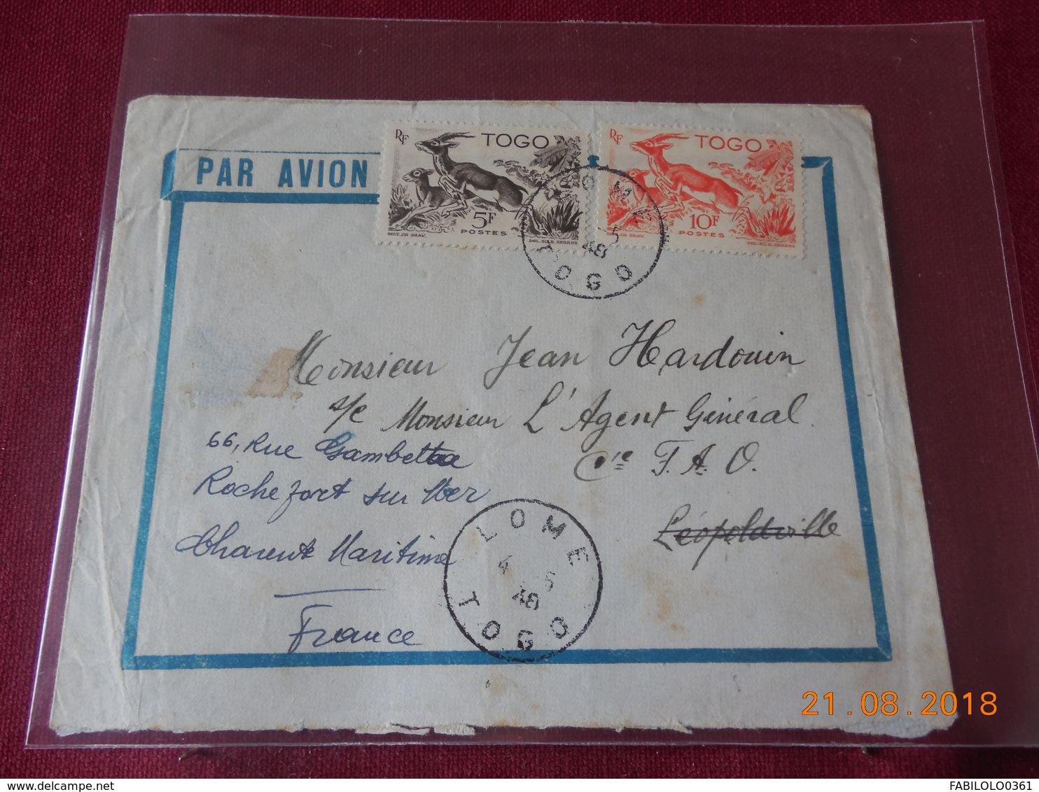 Lettre Du Togo De 1948 A Destination De Congo Belge Puis De La France - Lettres & Documents