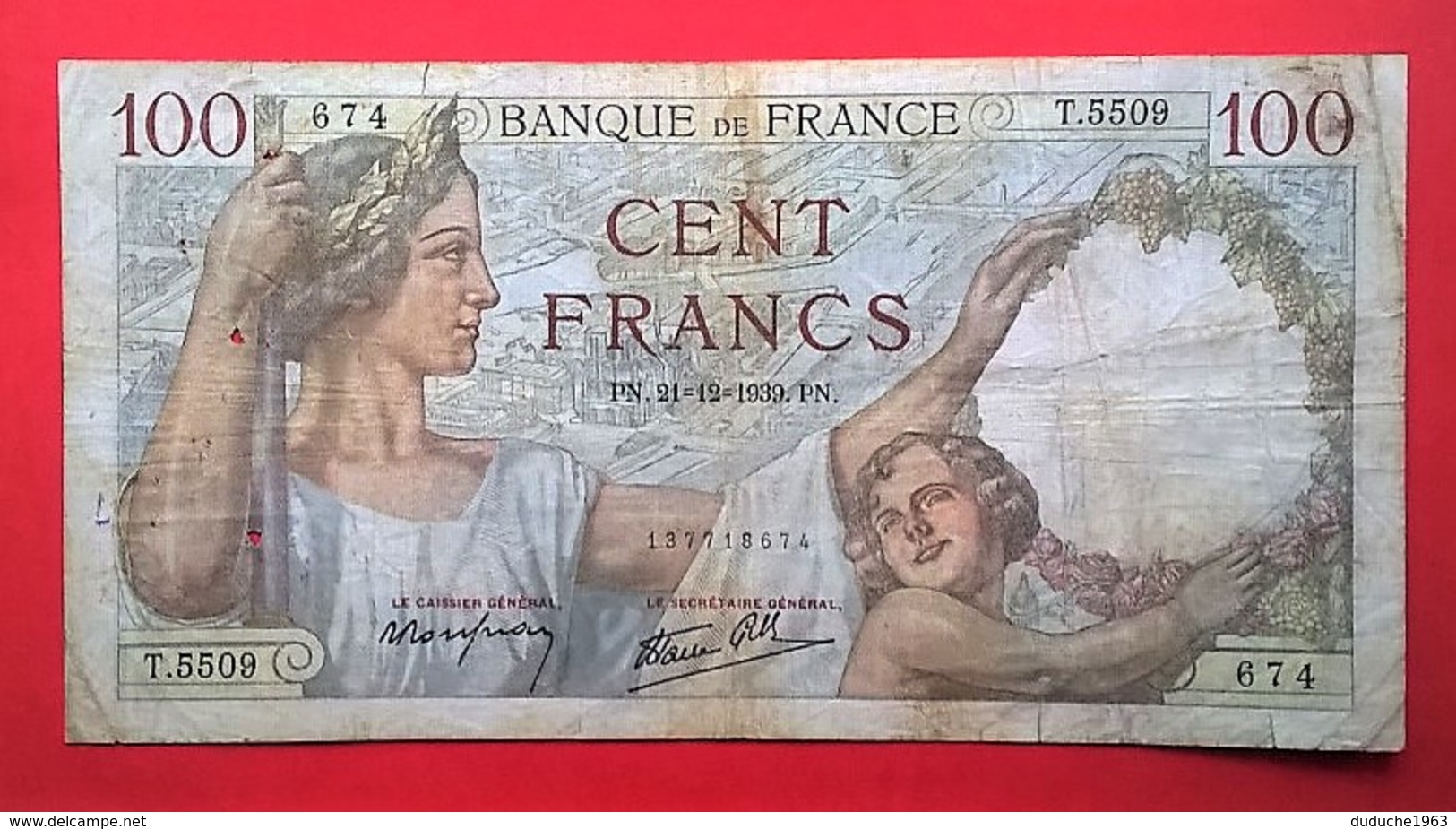 France: Billet De 100 Francs Type Sully 1939 - 100 F 1939-1942 ''Sully''