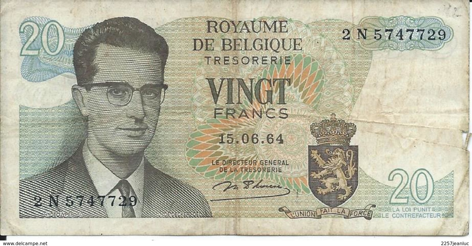 Belgique Koninkrijk  Billet De 20 Francs - 1964 - 20 Franchi