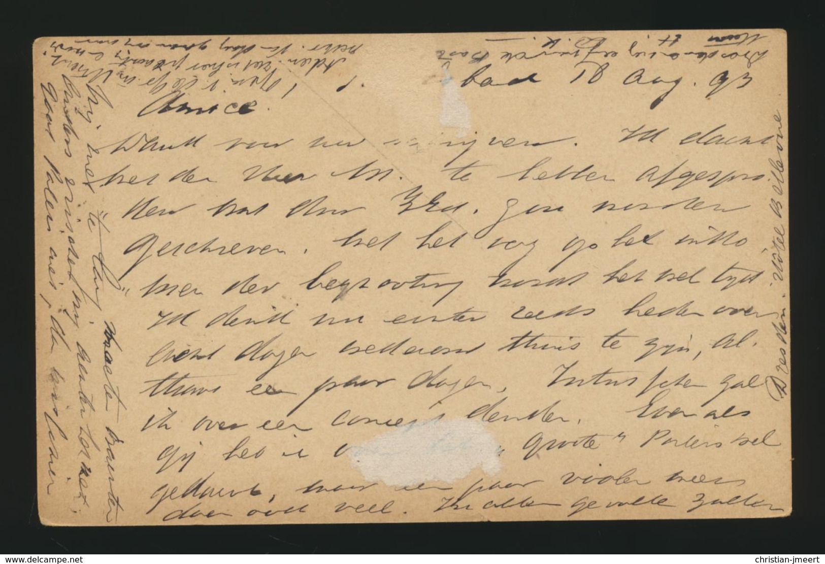 CORRESPONDENZ-KARTE  ÖSTERREICH EMPIRE KARLSBAD 19.8.1893 Nach UTRECHT - Briefe U. Dokumente