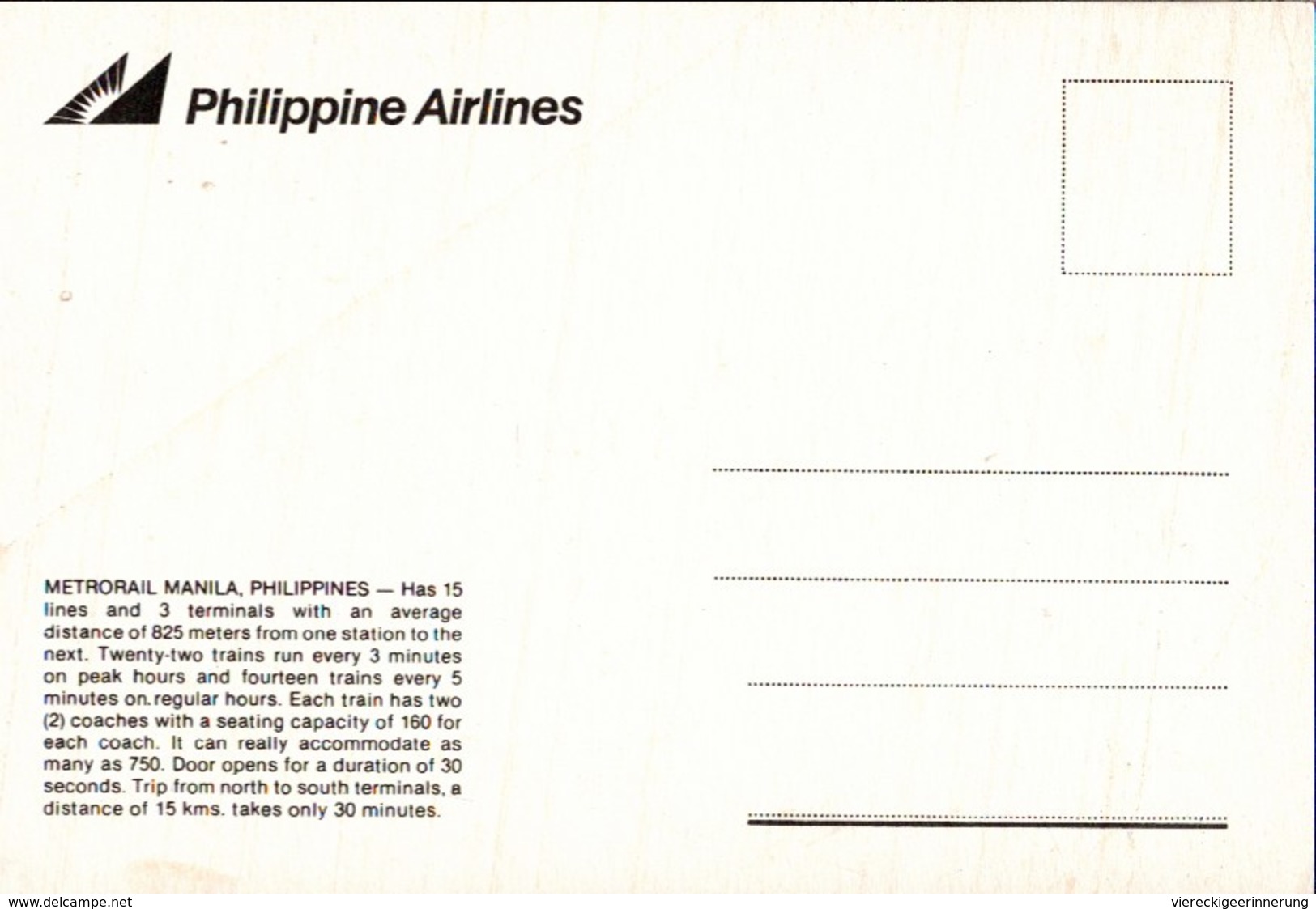 ! Ansichtskarte Phillipines, Philippinen, Metrorail Manila, Railway - Filipinas