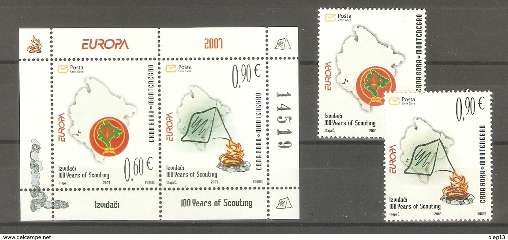 2007 Montenegro .  Europa CEPT.   Set / Block ** - 2007