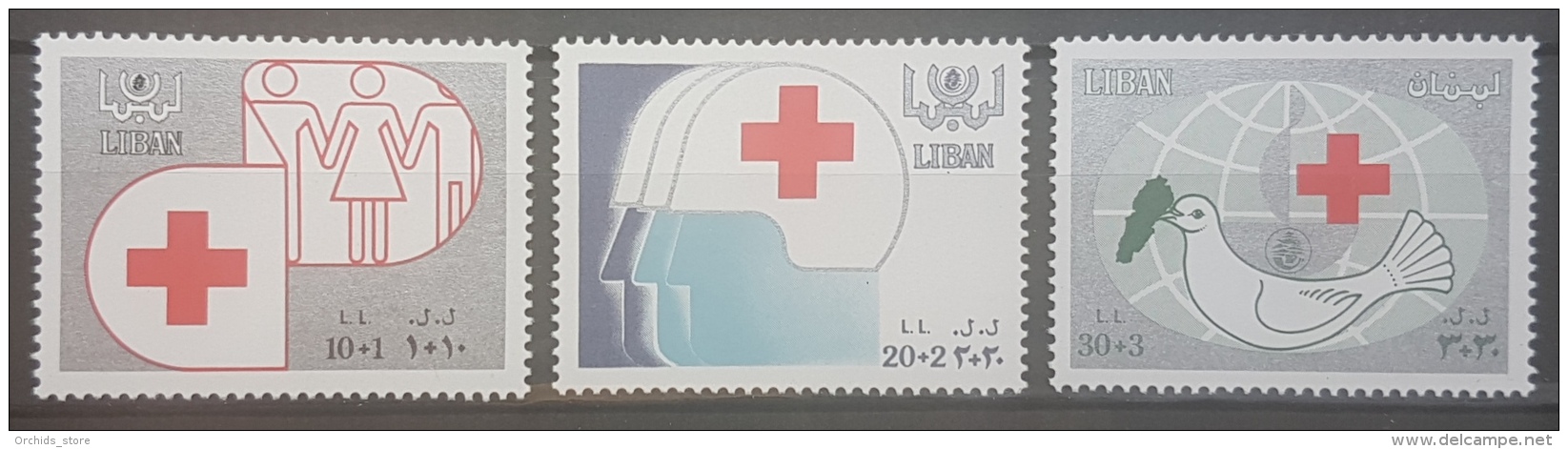 E1124Grp - Lebanon 1988 SG 1308-1310 Complete Set 3v. MNH - Red Cross - Lebanon
