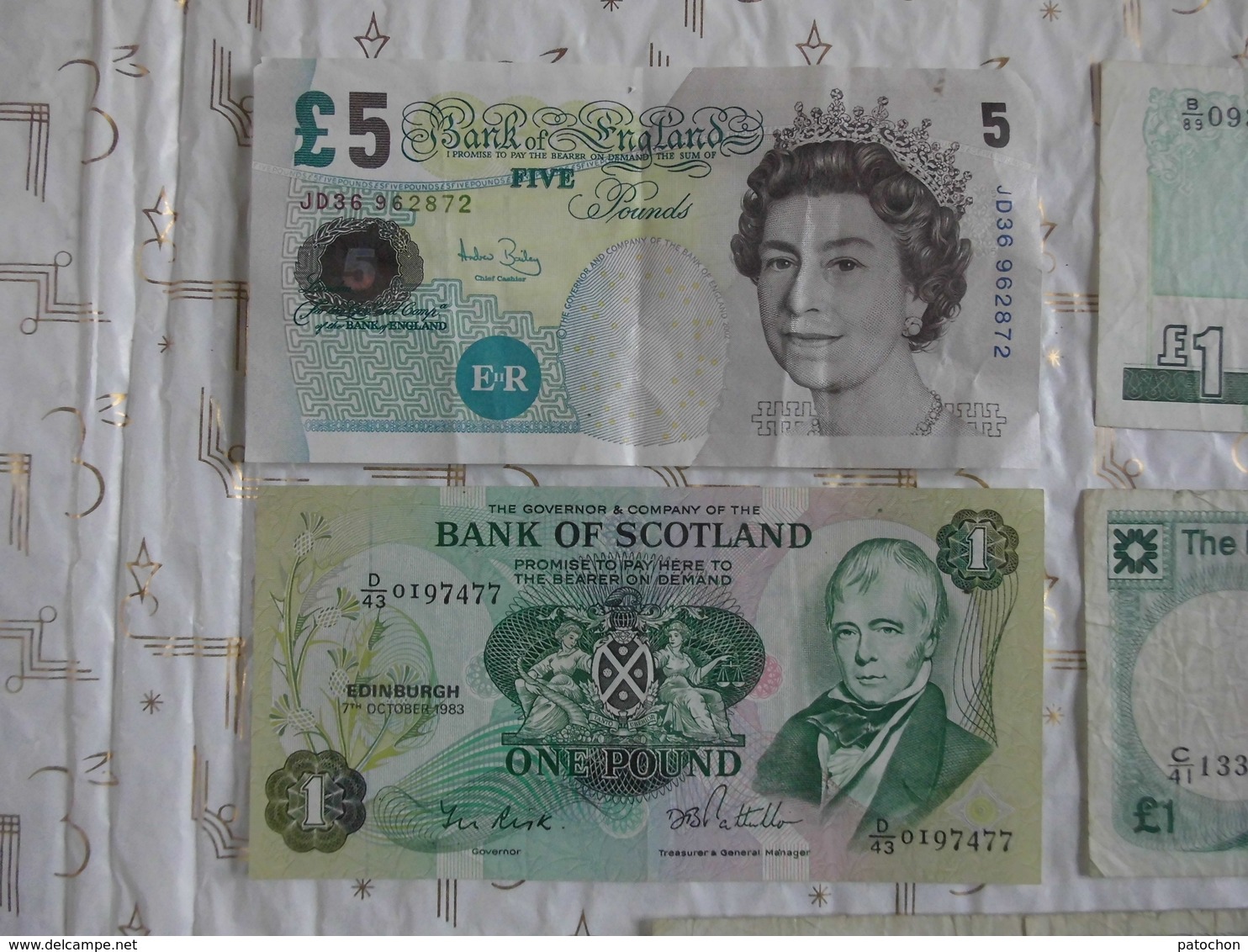 5 Billets 3x1 Pound Scotland 1981 / 1983 / 1993 5 Pounds England 2002 & 1 Pound Clydesdale 1982 - 1 Pound