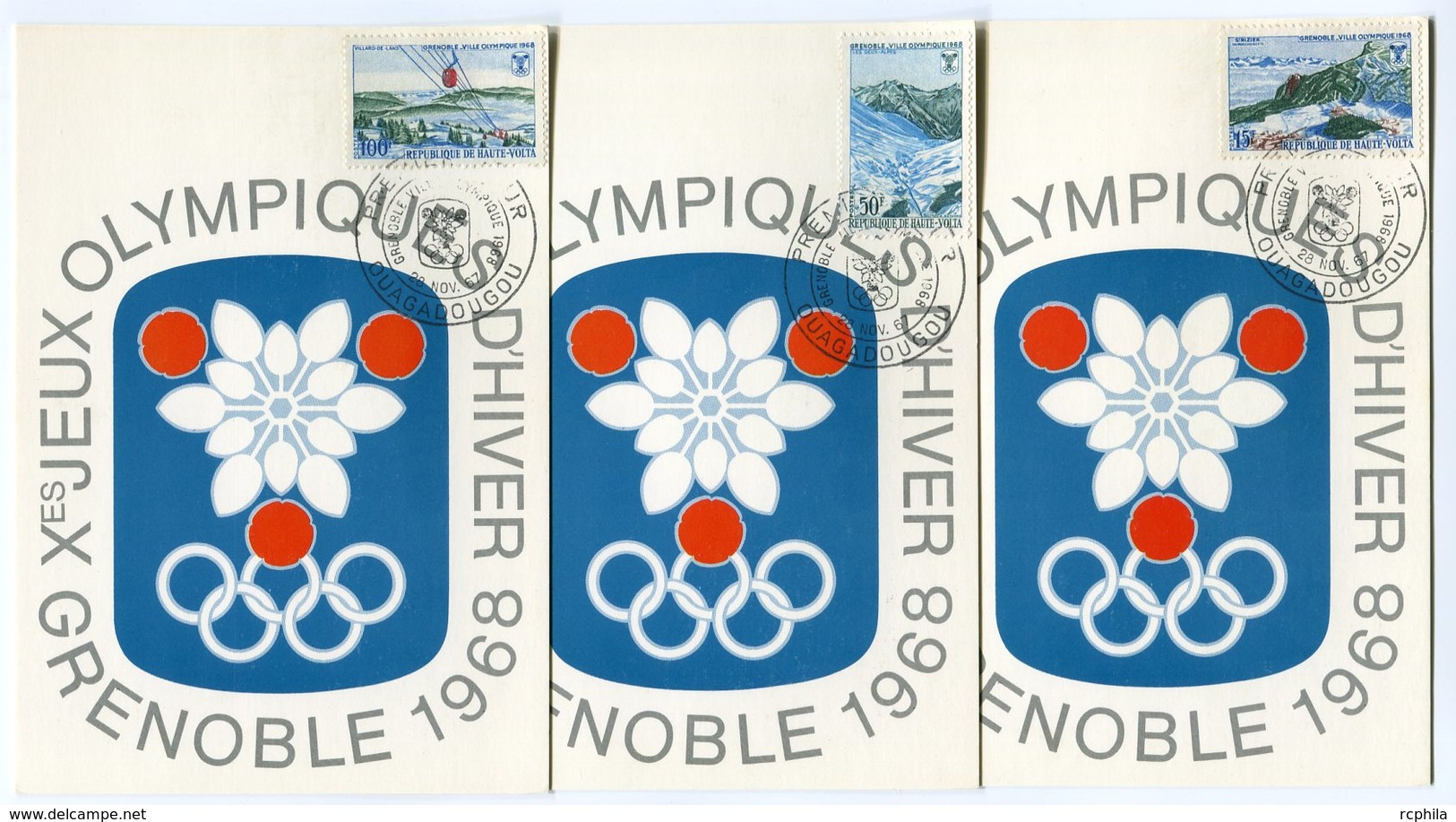 RC 9698 HAUTE VOLTA SERIE JEUX OLYMPIQUES DE GRENOBLE 1968 1er JOUR FDC TB - Obervolta (1958-1984)