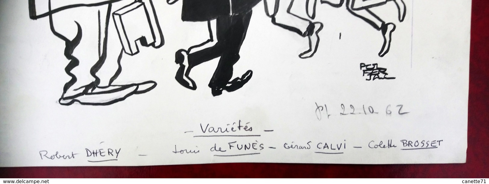 Caricature De Ferjac Avec Dhéry, Louis De Funès, Gérard Calvi, Colette Brosset 1962 - Autres & Non Classés