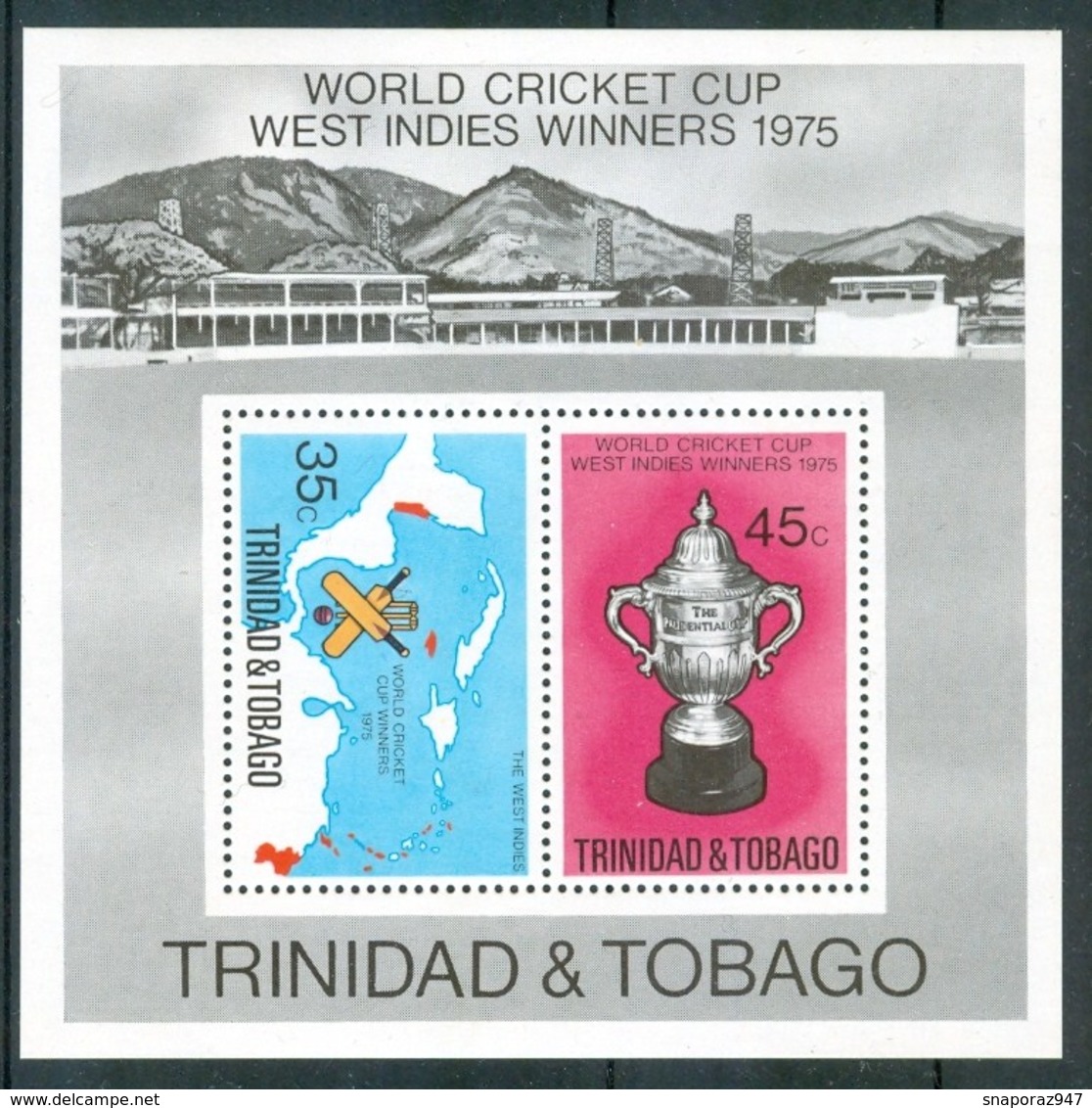 1976 Trinidad & Tobago Cricket Coppa Del Mondo World Cup Coupe Du Monde MNH** Ye71 - Cricket