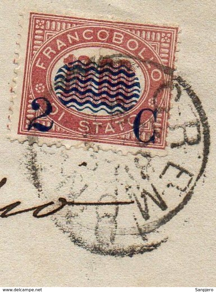 ITALY CREMONA COVER 1878. OFFICIAL STAMP (DIENSTMARKE) MiNr. 36 (2C OVER 10.00) - Officials