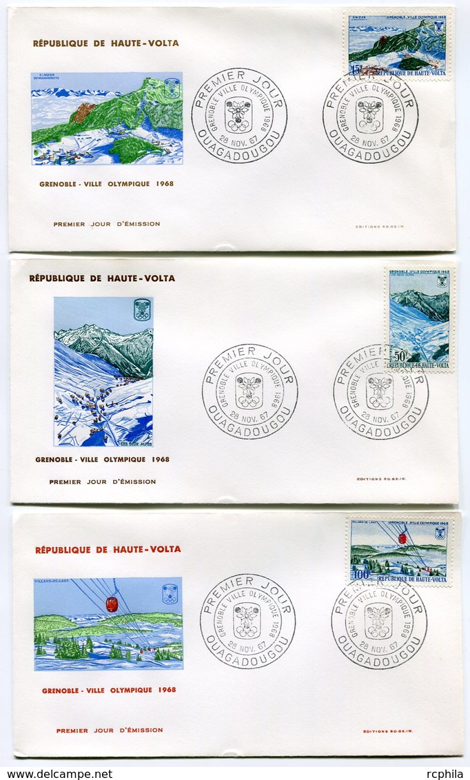 RC 9708 HAUTE VOLTA JEUX OLYMPIQUES DE GRENOBLE 1968 1er JOUR FDC TB - Haute-Volta (1958-1984)