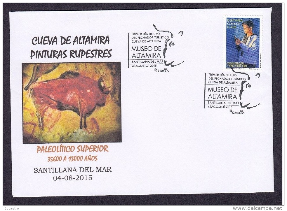 19.- SPAIN ESPAGNE 2015. SPECIAL POSTMARK. ALTAMIRA CAVE. ART ROCK. PREHISTORY PALEOLITHIC ARCHEOLOGY - Arqueología