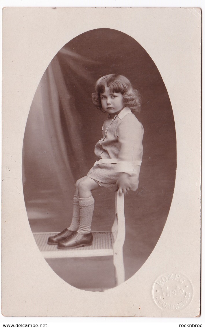 Ancienne Carte Photo Portrait Enfant (photo Bozec Douarnenez) - Persone Anonimi