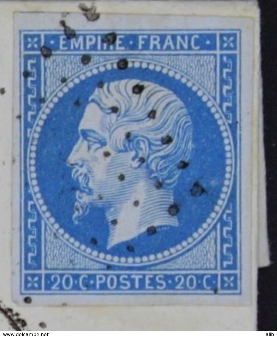 France Lettre 1853-60 Emission Empire Non Dentelé Napoleon III 20c Bleu Type II, No 14B - 1853-1860 Napoléon III.