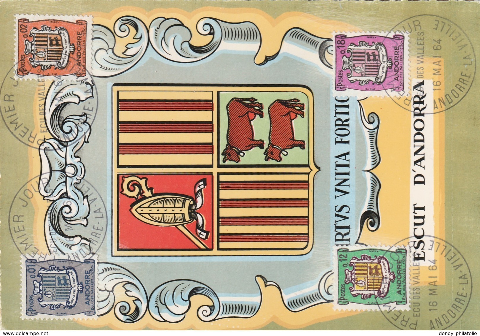 Andorre Francais L Carte Maximum Du Timbre Poste N° 153A Armoiries - Maximum Cards