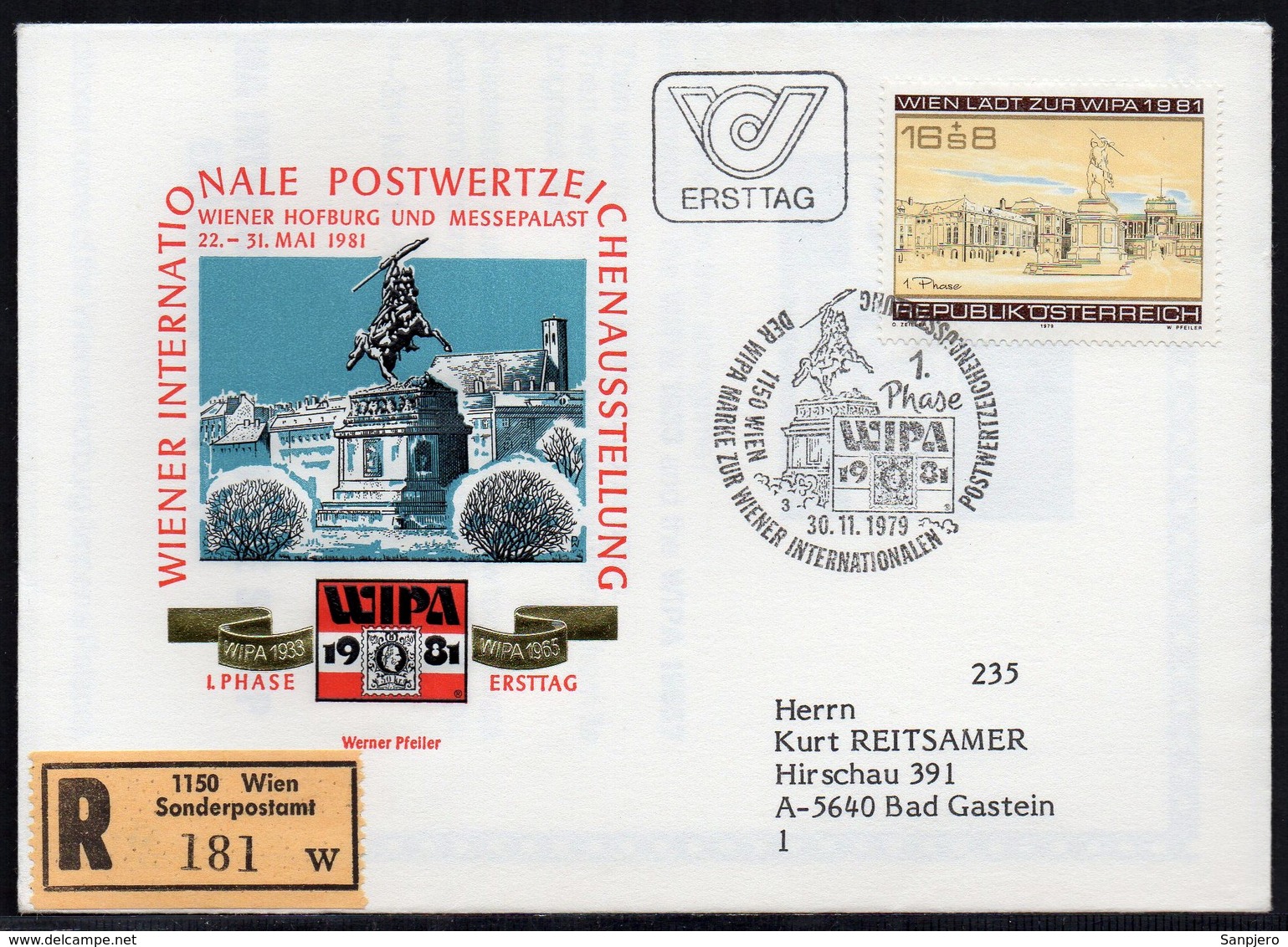 AUSTRIA 1981. FDC ERSTTAG TRAVELED COVER, WIPA 1981 STAMP EXHIBITION FINE USED - FDC