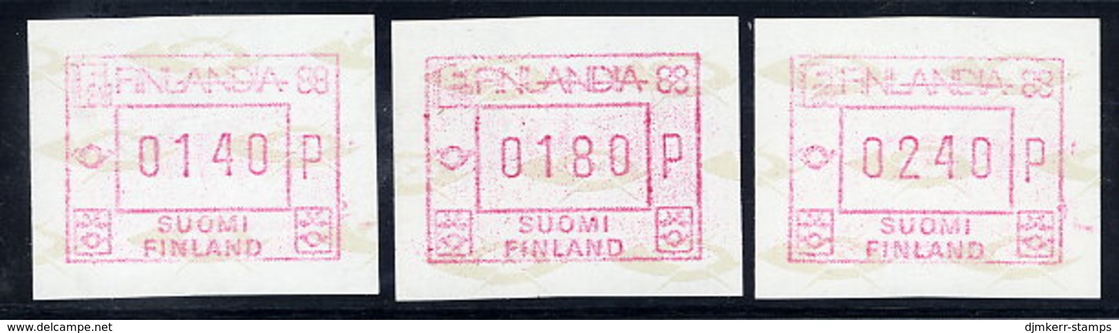 FINLAND 1988 FINLANDIA '88  Issue 3 Different Values MNH / ** .  Michel 4 - Machine Labels [ATM]