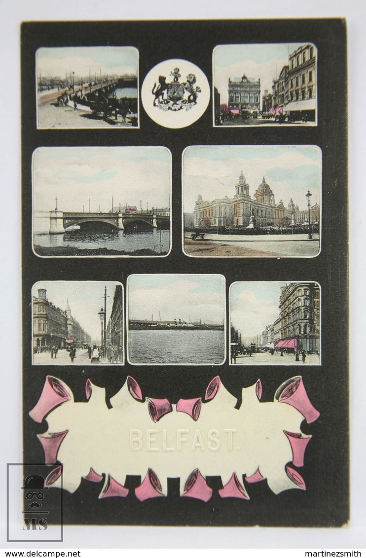 Postcard Northern Ireland - Belfast Views - Antique View Collage - The N. P. O. - Antrim