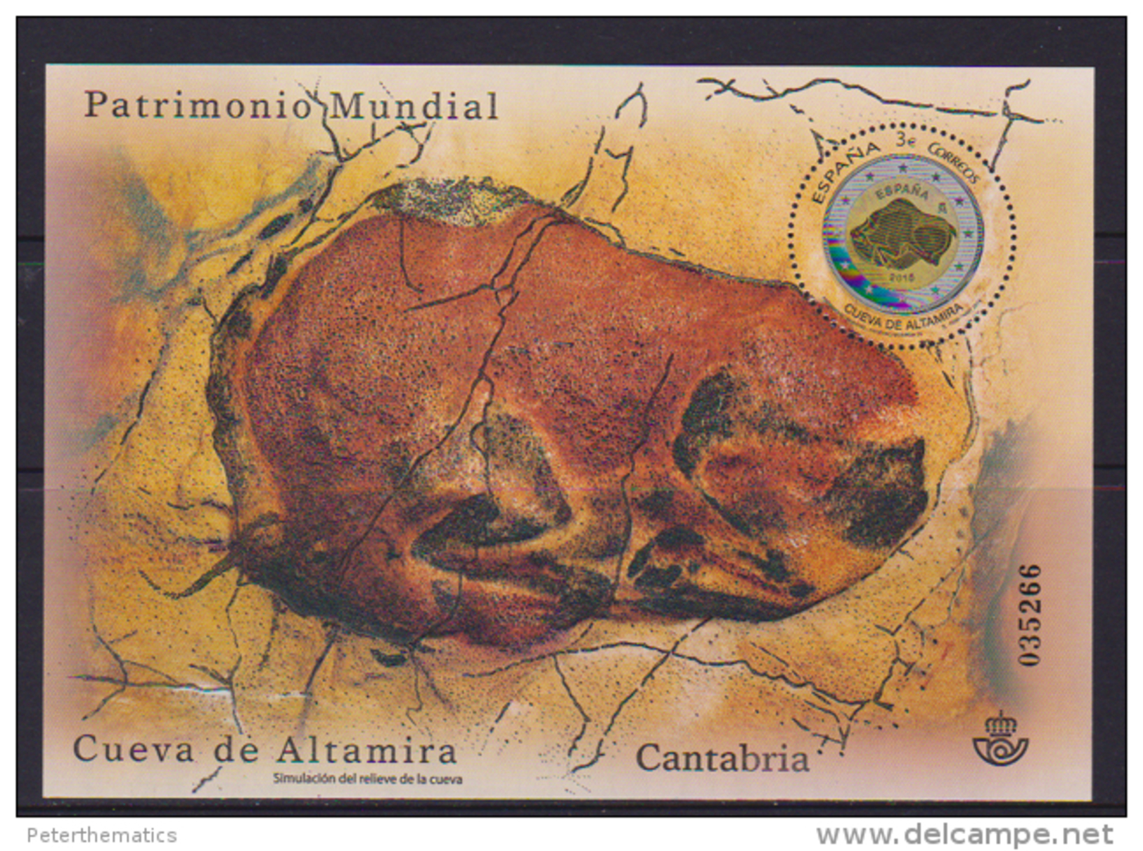 SPAIN, 2015, MNH, UNESCO WORLD  HERITAGE, ALTAMIRA CAVE, CAVES, RELIEF OF ALTAMIRA CAVE, EMOSSED S/SHEET - Other & Unclassified