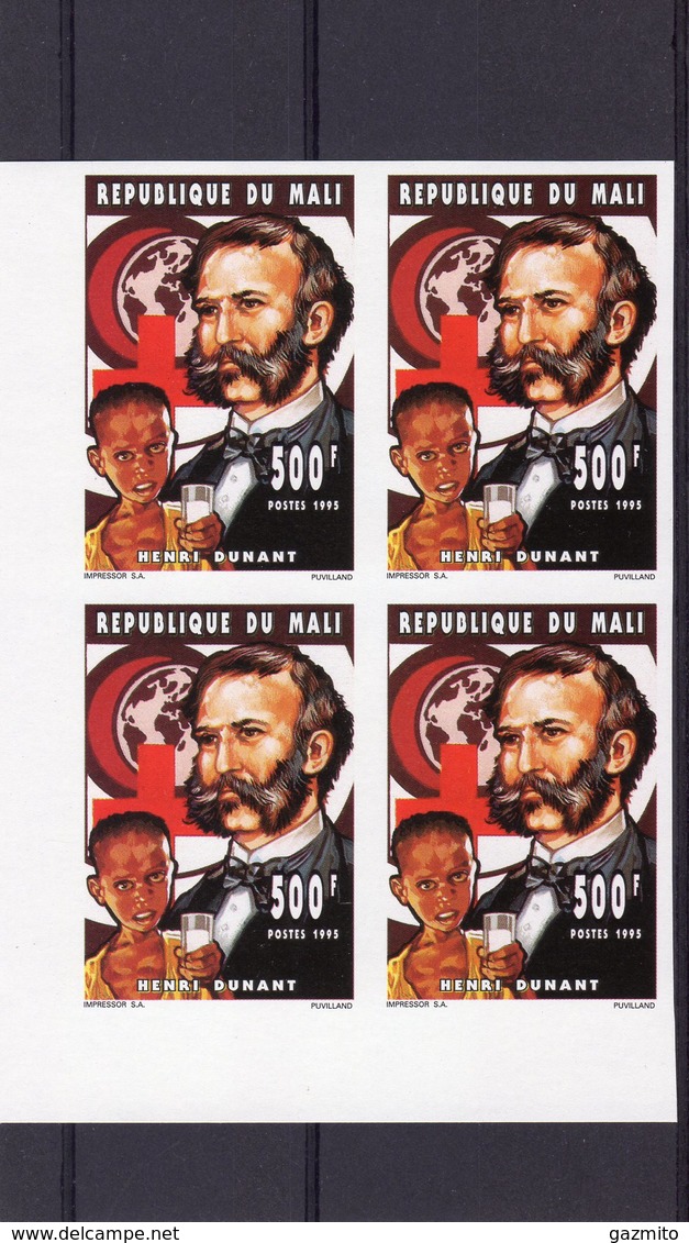 Mali 1994, Red Cross, H. Dunandt, 1val X4 IMPERFORATED - Henry Dunant