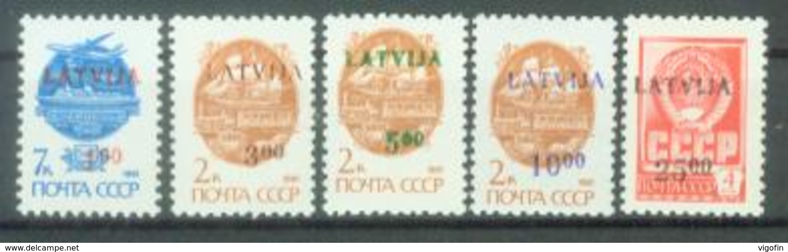 LV 1992-299-303 DEFINITIVE, LATVIA, 5v, MNH - Letonia