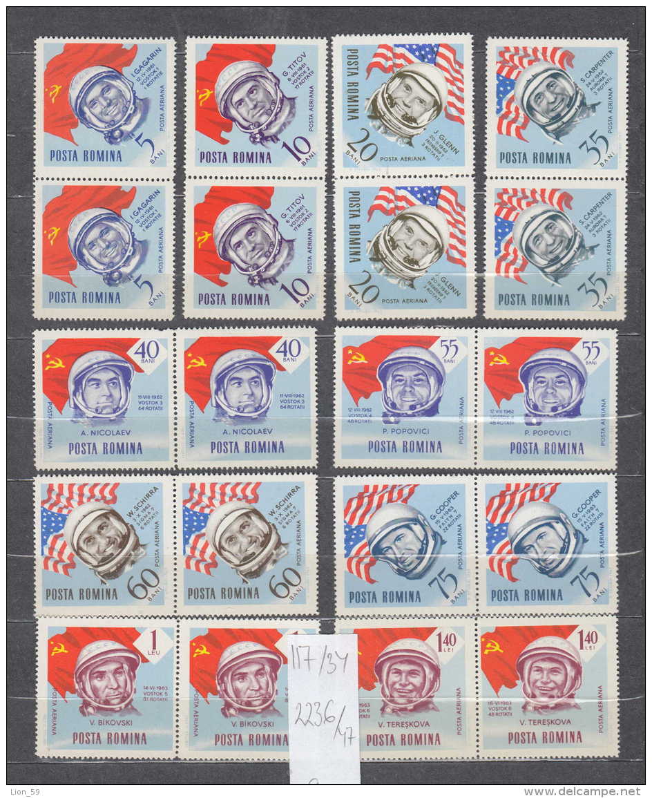 34K117 / 1964 Michel Nr. 2236-2247  ** MNH Space Espace Raumfahrt , Astronaut , Rocket FLAG , Romania Rumanien - Unused Stamps