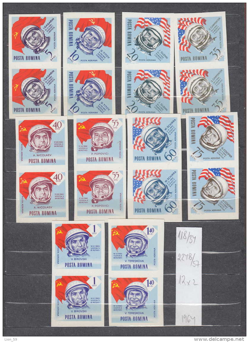 34K118 / 1964 Michel Nr. 2248-2257 ** MNH Space Espace Raumfahrt , Astronaut , Rocket FLAG , Romania Rumanien - Unused Stamps