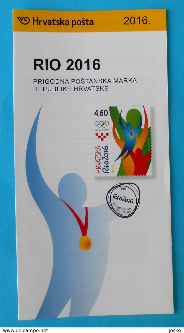 OLYMPIC GAMES 2016. RIO DE JANEIRO - Croatian Post Postage Stamp Prospectus * Jeux Olympiques Olympia Olympiade Olimpici - Eté 2016: Rio De Janeiro