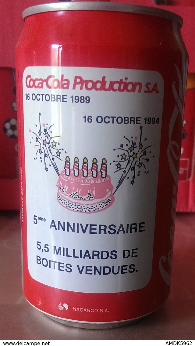 CAN COCA COLA - FRANCE - 1994 - 16/10/94 : 5ème ANNIVERSAIRE DE L'USINE COCA COLA DE SOCX - Blikken