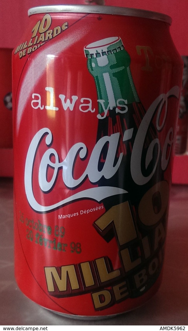 CAN COCA COLA - FRANCE - 1998 - 20/02/98 : 10 MILLIARDS DE BOÎTES A COCA COLA PRODUCTION A SOCX - Latas