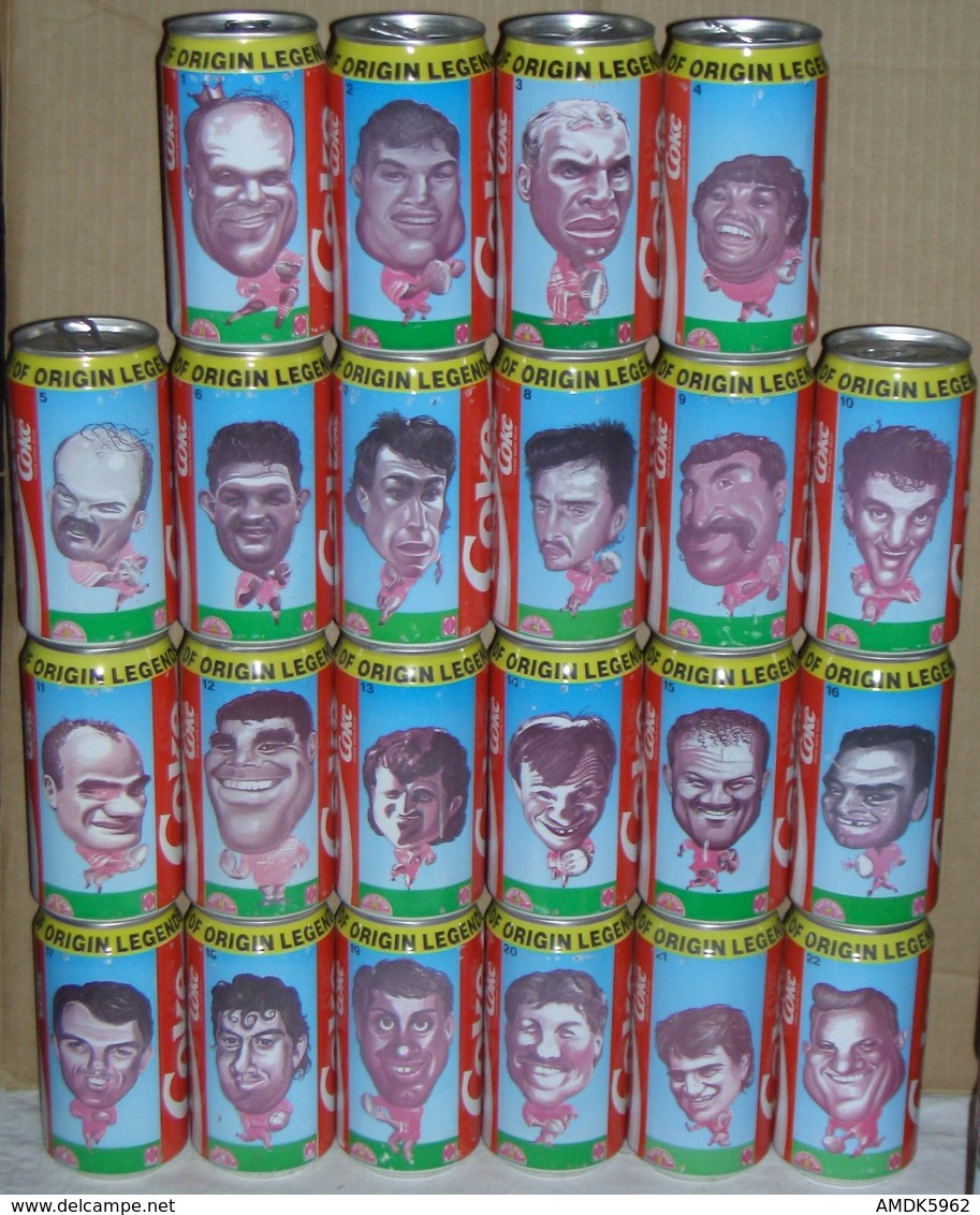 CAN-AUSTRALIE-1995-STATE OF ORIGIN LEGENDS OF LEAGUE (CARICATURE RUGBY) (22 Cans) - Latas