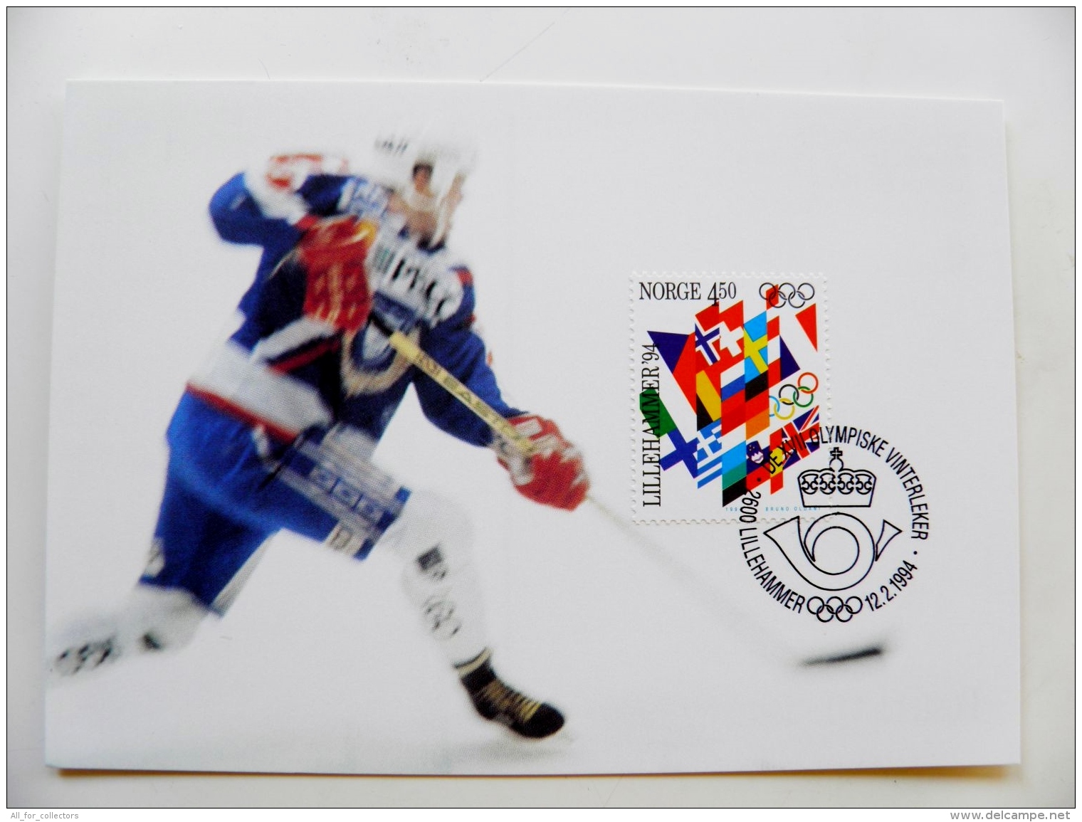 Card Maximum Norway 1994 Olympic Games Lillehammer 1994 Fdc Ice Hockey - Maximumkarten (MC)